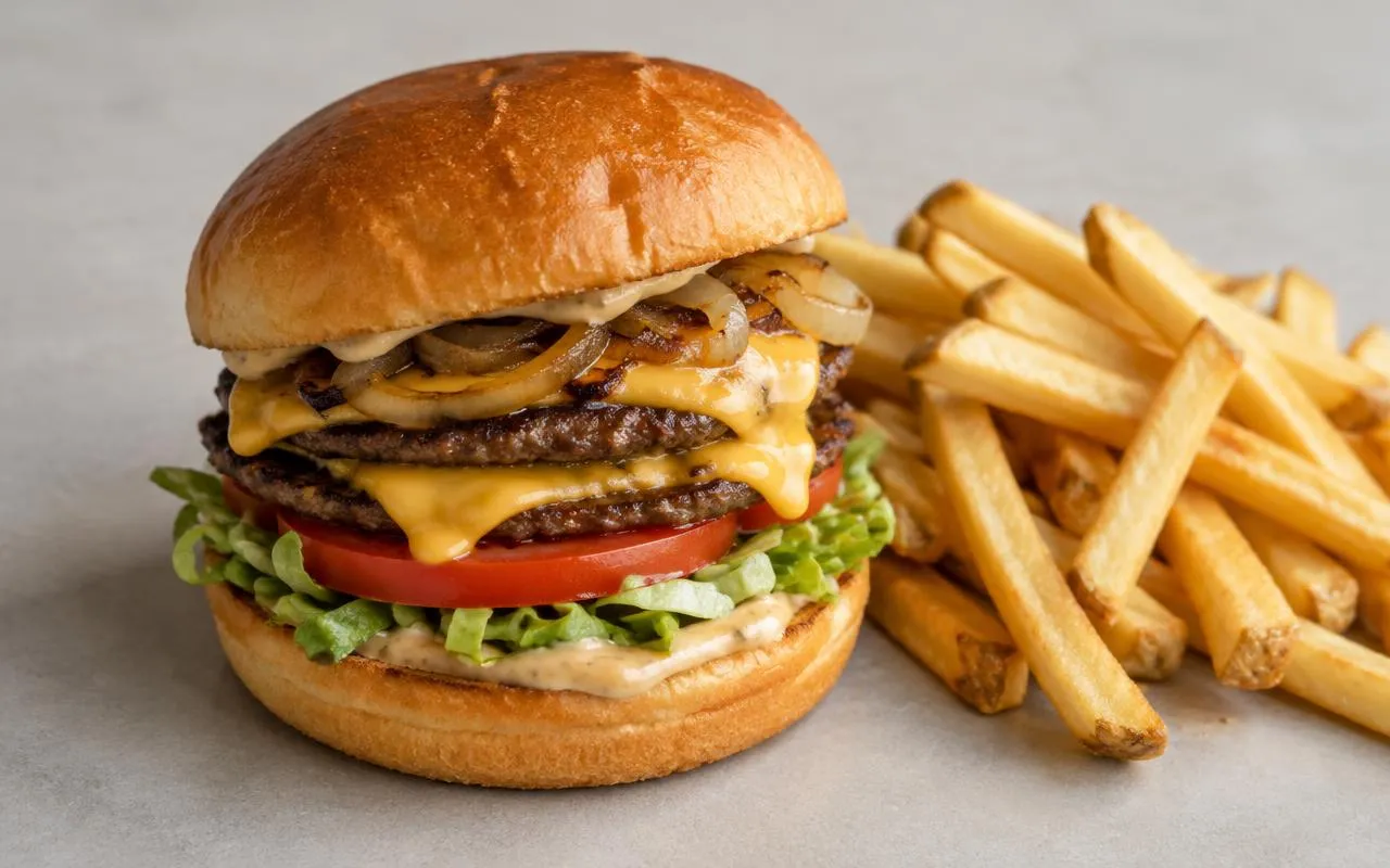 A typical In-N-Out Burger meal